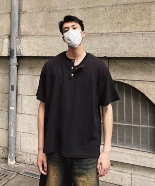 FreeZone tシャツ ワッフル ヘンリーネック Tシャツ メンズ レディース