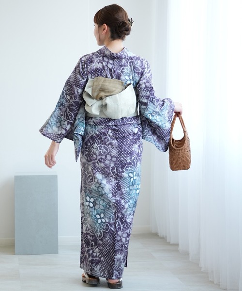 美品 有松鳴海絞り 綿 洗える着物“清涼な向日葵の駆け足”高級浴衣 R-51 美品 有松鳴海絞り 綿 洗える着物“清涼な向日葵の駆け足”高級浴衣 R-