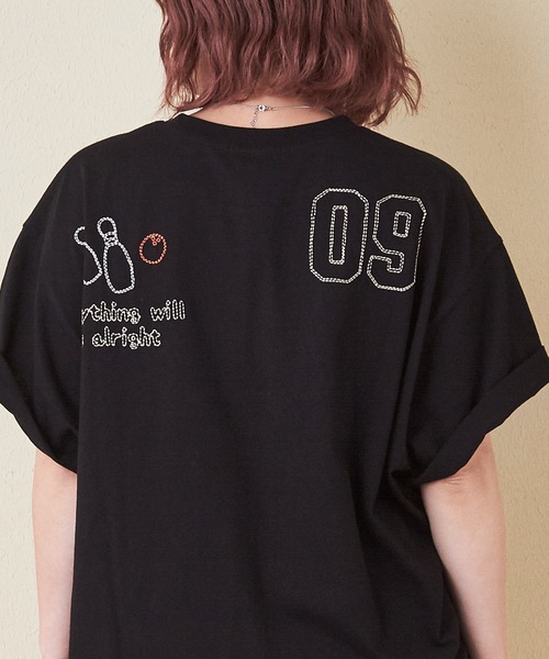 tシャツ 21/-OE天竺ロゴ刺繍ドルマンTシャツ レディース