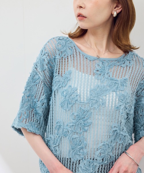 ROPE' PICNIC（ロペ ピクニック） tシャツ メッシュコード刺繍プル