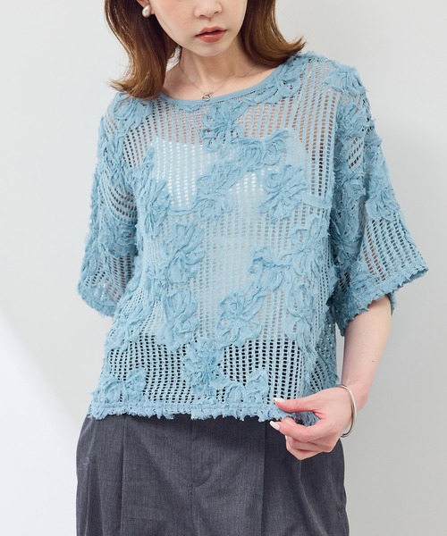 ROPE' PICNIC（ロペ ピクニック） tシャツ メッシュコード刺繍プル