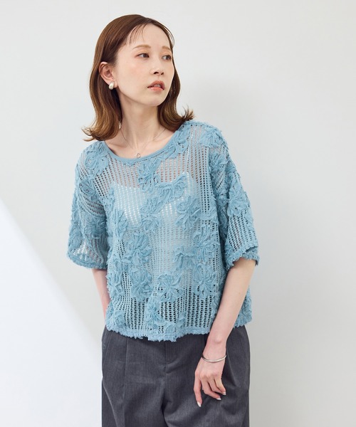 ROPE' PICNIC（ロペ ピクニック） tシャツ メッシュコード刺繍プル