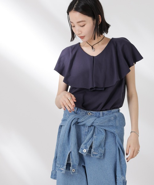 tシャツ ラッフルカラーカットノースリーブトップス レディース | NANO universe | 20