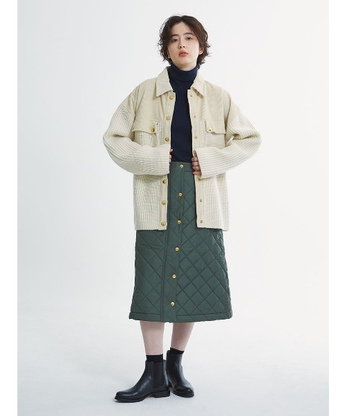 Barbour キルティングスカート ベージュ Barbour（バブアー） スカート BEDALE キルティング スカート”Japan