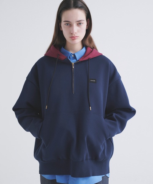 CULLNI パーカー Embroidery Patch Half Zip Knit Hoodie メンズ