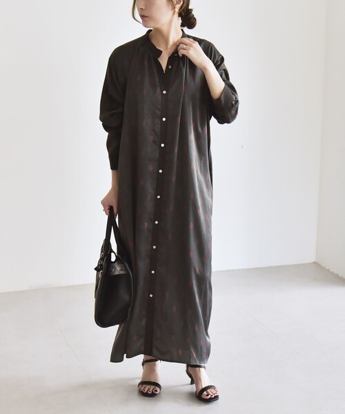 美品　パドカレ　ロングシャツ　ワンピース　グレー pas de calais - 【パドカレ】60ヘンプワンピース グレー 22SS ロング