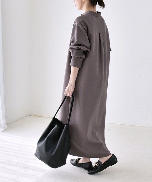 quaranciel シャツワンピース 「洗濯機可能」ダブルクロス スタンド