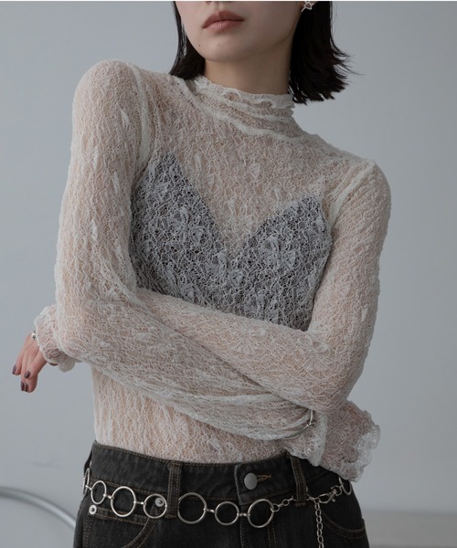 549 ストレッチインナーシャツ ブラック レディース サイズ1 新品！ tシャツ ハイネックストレッチレースインナー レディース
