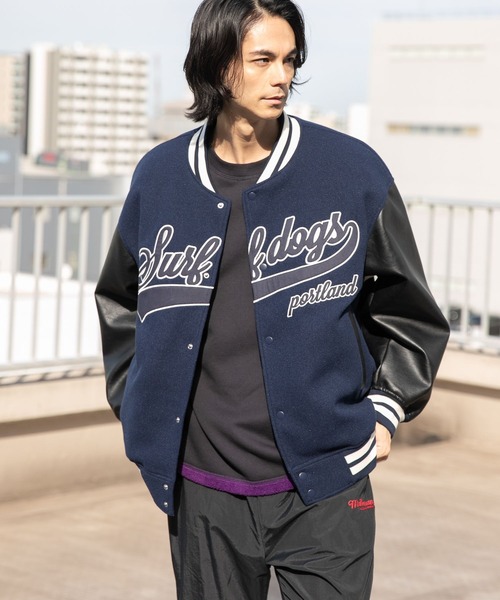 niko and…（ニコアンド） スタジャン MEDIUM ネイビー メンズ