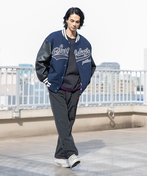 niko and…（ニコアンド） スタジャン MEDIUM ネイビー メンズ