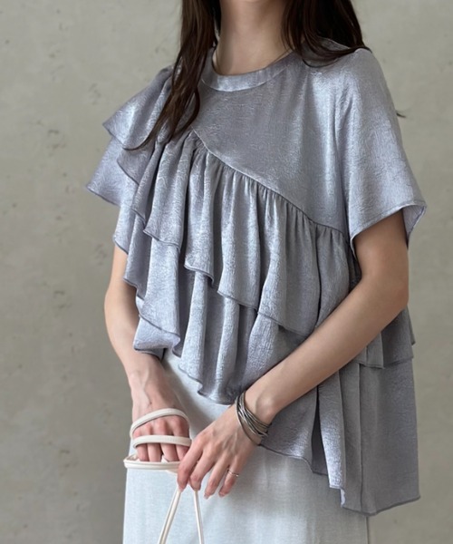 「Per sist ence」 半袖ブラウス FREE グレイッシュベージュ レディース_画像5