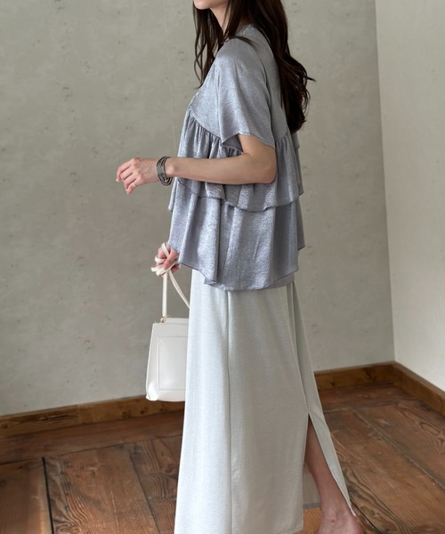 「Per sist ence」 半袖ブラウス FREE グレイッシュベージュ レディース_画像6