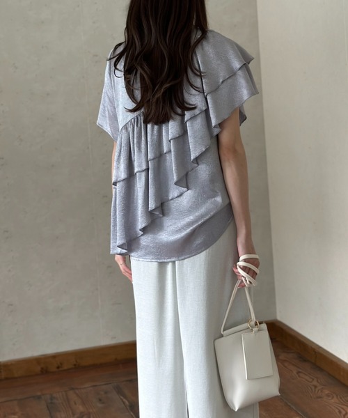 「Per sist ence」 半袖ブラウス FREE グレイッシュベージュ レディース_画像8