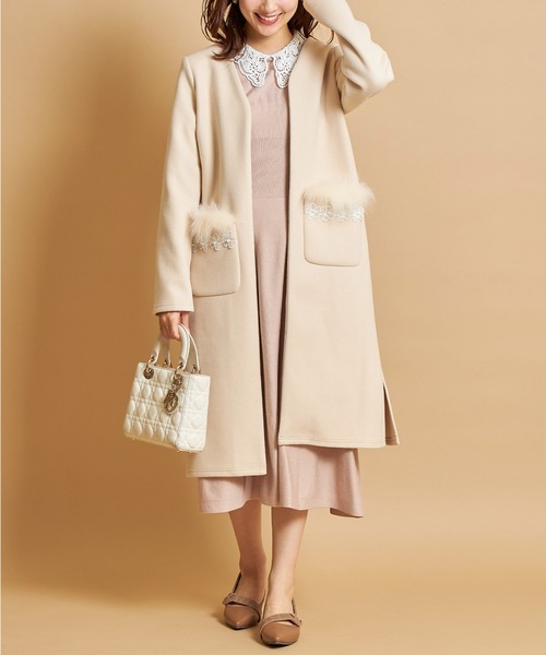 「tocco closet」 ノーカラーコート M アイボリー レディース_画像2