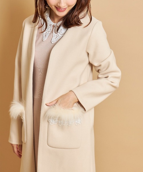 「tocco closet」 ノーカラーコート M アイボリー レディース_画像3