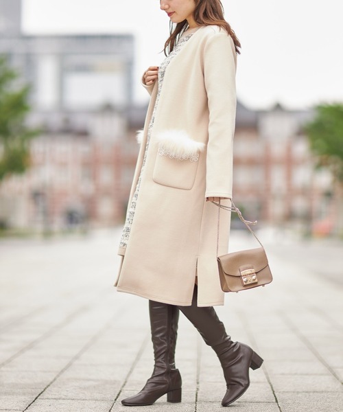 「tocco closet」 ノーカラーコート M アイボリー レディース_画像4