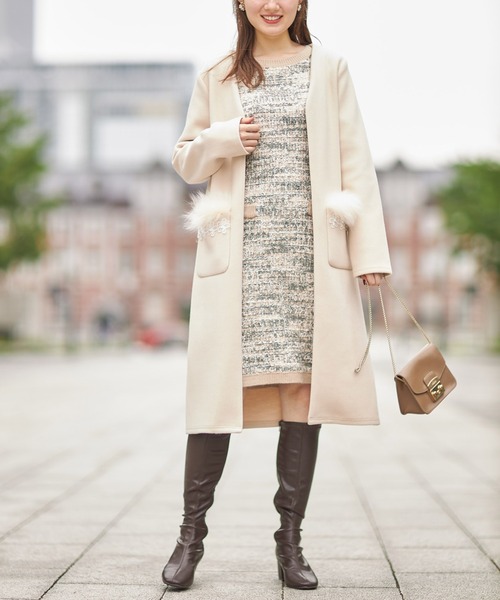 「tocco closet」 ノーカラーコート M アイボリー レディース_画像7