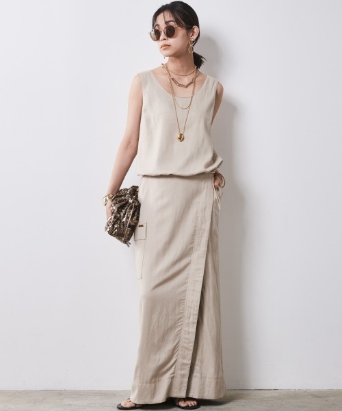 「CHIC STYLE」 スカート LL チャコール レディース_画像5