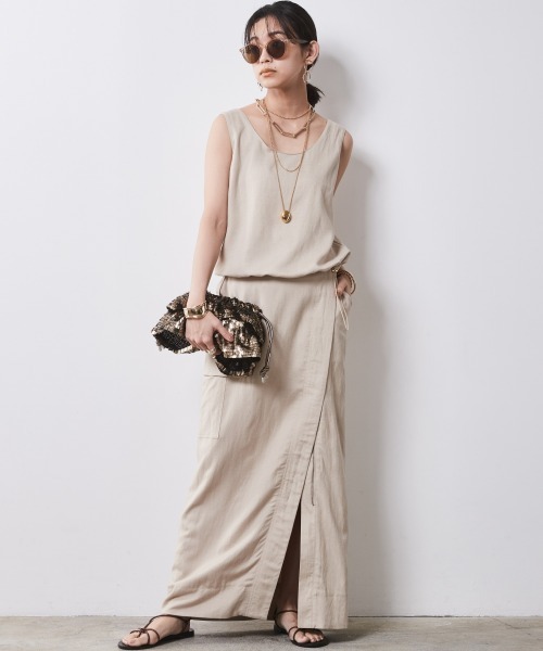 「CHIC STYLE」 スカート LL チャコール レディース_画像6