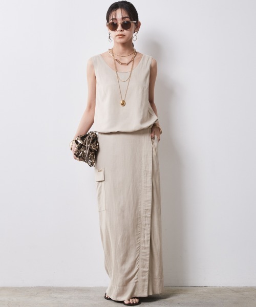 「CHIC STYLE」 スカート LL チャコール レディース_画像7