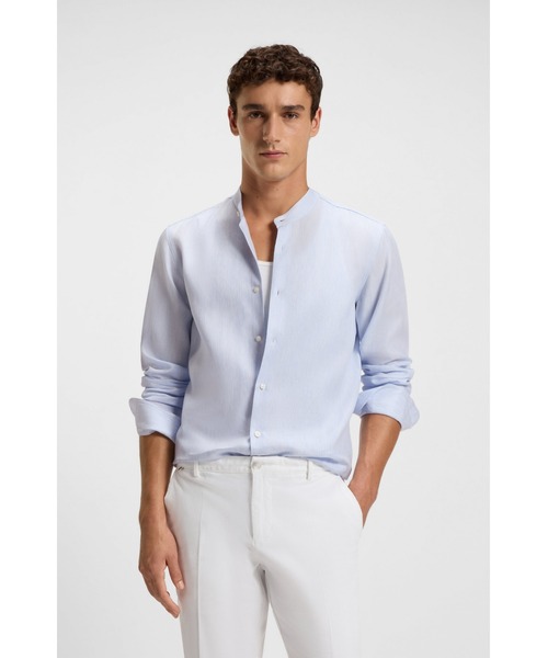 BOSS（HUGO BOSS） シャツ スリムフィットシャツ ストライプ リネン