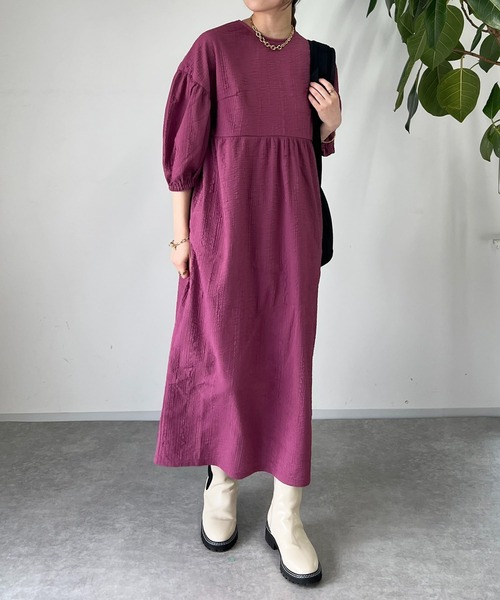 「un dix cors」 7分袖ワンピース FREE パープル レディース_画像3