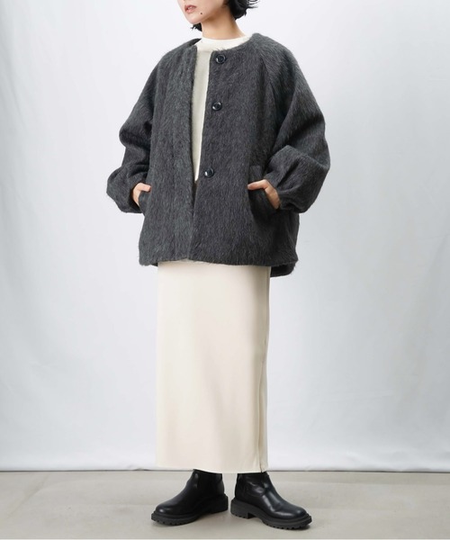 レディラックルカ ノーカラーシャギーコート LADY LUCK LUCA（レディラックルカ） ノーカラーコート コート LC/LLL