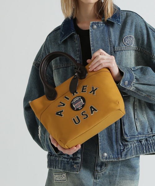 美品　AVIREX VARSITY LEATHER 2way ミニボストンバッグ AVIREX（アヴィレックス） トートバッグ 「直営店限定」LX VARSITY