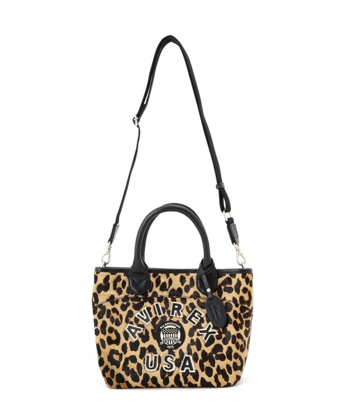 LX VARSITY LEATHER MINI TOTE BAG レオパード AVIREX（アヴィレックス） トートバッグ 「直営店限定」LX VARSITY