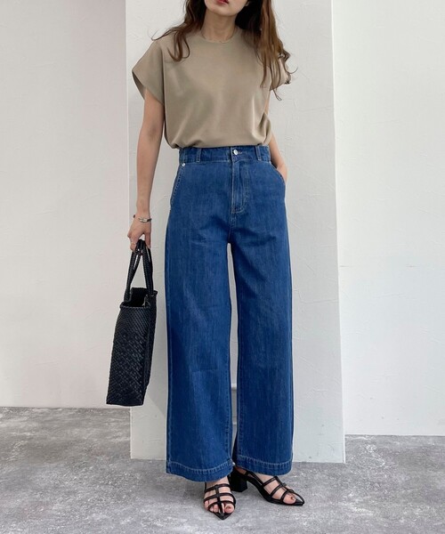 「fredy emue」 デニムパンツ 38 サックスブルー レディース_画像3