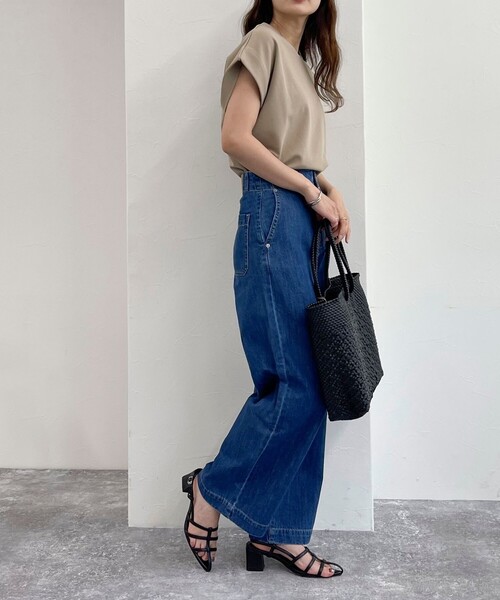 「fredy emue」 デニムパンツ 38 サックスブルー レディース_画像4