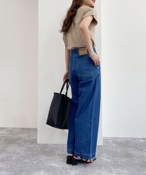 「fredy emue」 デニムパンツ 38 サックスブルー レディース_画像5