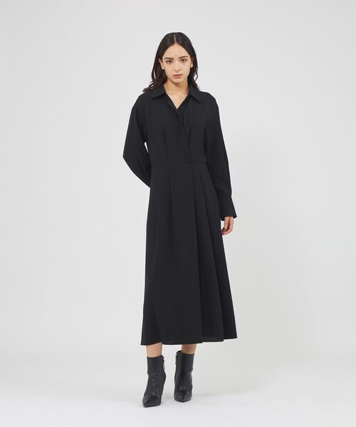 シャツワンピース ウールビエラ カシュクールシャツドレスの画像