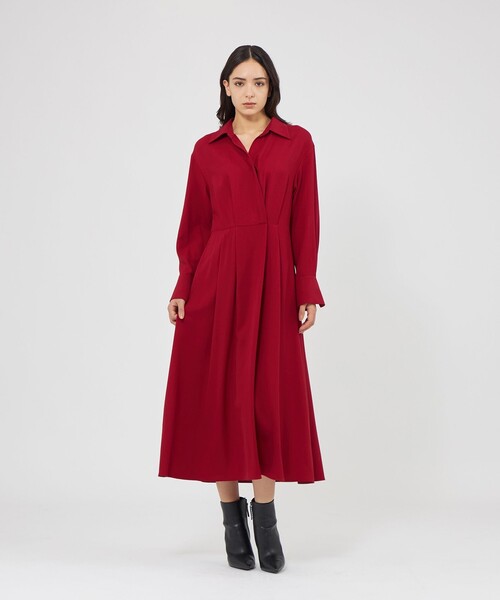 シャツワンピース ウールビエラ カシュクールシャツドレスの画像