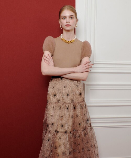 「LOULOU WILLOUGHBY」 半袖ニット 2 オフホワイト レディース_画像7