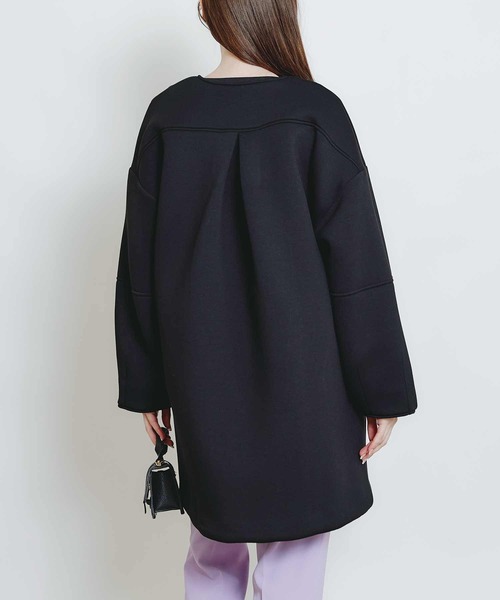 PICCIN PERLA ノーカラーコート コート スカラップボンディングコート 