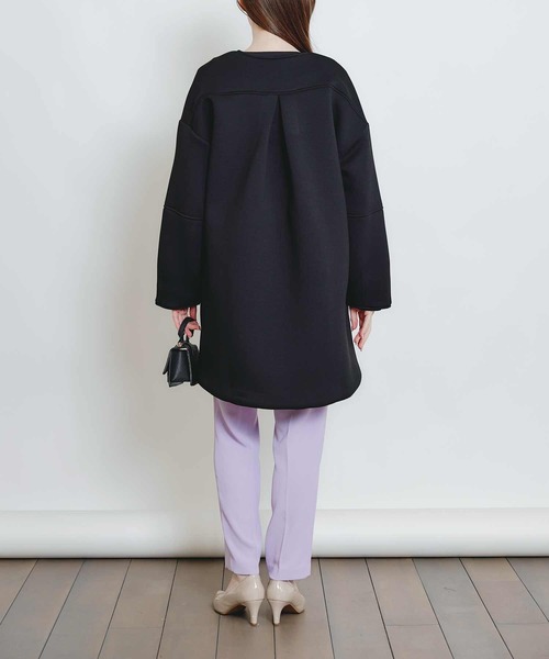 PICCIN PERLA ノーカラーコート コート スカラップボンディングコート