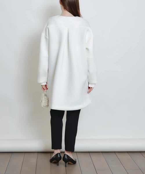 PICCIN PERLA ノーカラーコート コート スカラップボンディングコート 