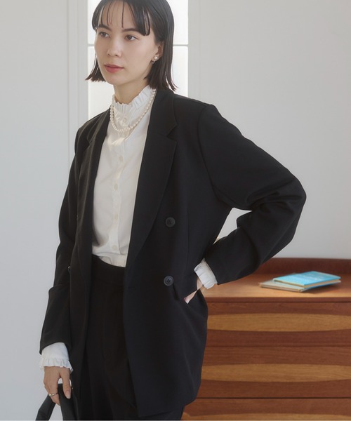 黒 ダブルブレスト テーラードジャケット ジャケット テーラードジャケット ダブルブレスト メンズ レディース