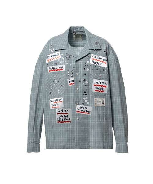 シャツ Embellished Sticker Long Sleeve Check Shirt メンズの画像