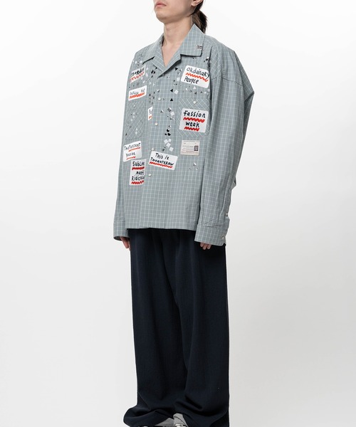 シャツ Embellished Sticker Long Sleeve Check Shirt メンズの画像
