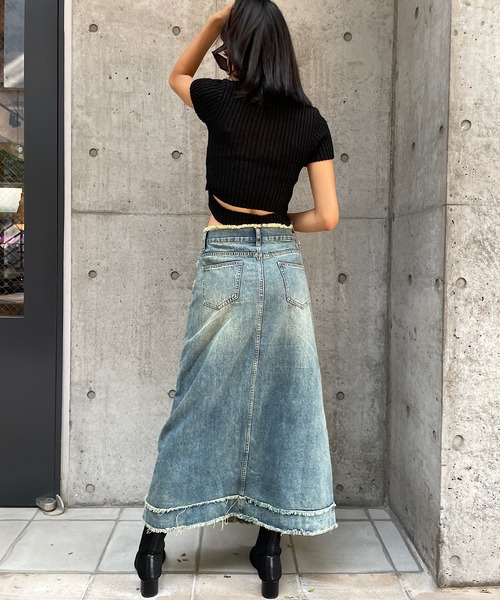 「ROGER AND RAW」 デニムスカート SMALL ブルー レディース_画像3