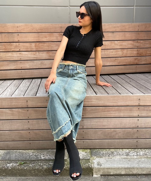 「ROGER AND RAW」 デニムスカート SMALL ブルー レディース_画像6