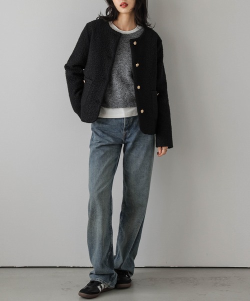 「La-gemme」 ノーカラージャケット フリー ブラウン レディース_画像2