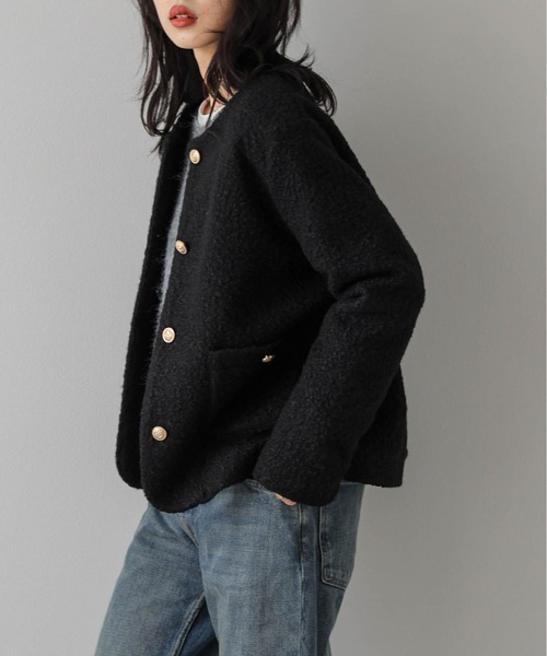 「La-gemme」 ノーカラージャケット フリー ブラウン レディース_画像4