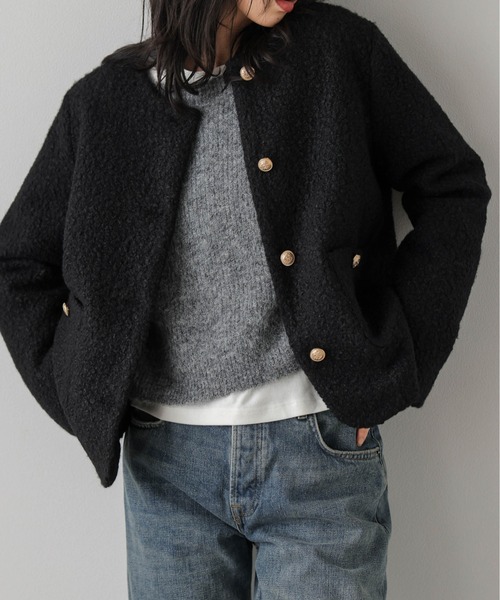 「La-gemme」 ノーカラージャケット フリー ブラウン レディース_画像6