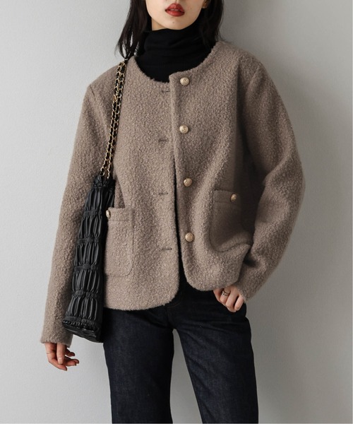 「La-gemme」 ノーカラージャケット フリー ブラウン レディース_画像8