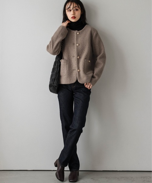 「La-gemme」 ノーカラージャケット フリー ブラウン レディース_画像9