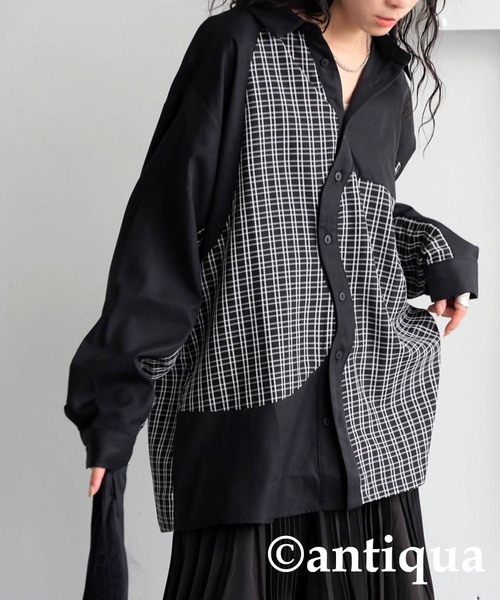 「antiqua」 長袖シャツ ONESIZE ブラック系その他 レディース_画像5