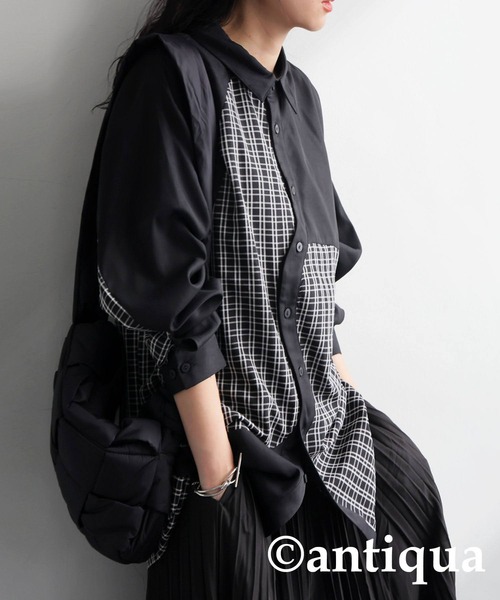「antiqua」 長袖シャツ ONESIZE ブラック系その他 レディース_画像6